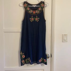 THML Cotton, lined, flower embroidered sundress